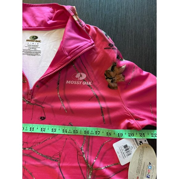 NWT Mossy Oak Cadet Collar 1/4 Zip Pink Camo Long-Sleeve Pullover Size L - Picture 4 of 5